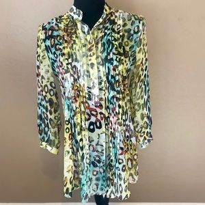 V Cristina  Multi -Color Demi sheer blouse (M)